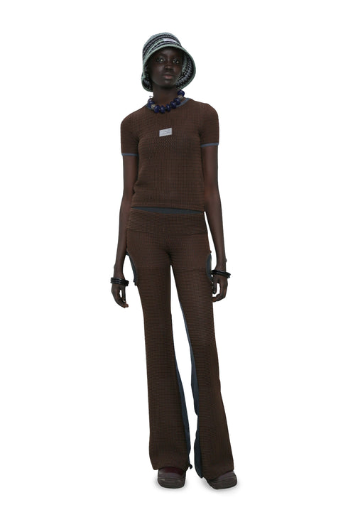 CLOSS MESH TOPS -BROWN×CHARCOAL- *Last1